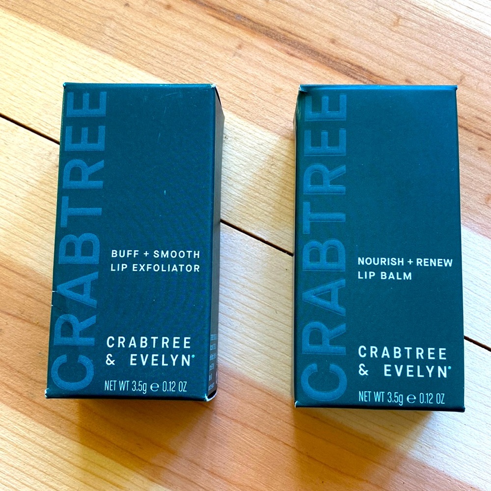 Crabtree & Evelyn Lip Exfoliator .12 OZ & Lip Balm .12 OZ NEW IN BOX